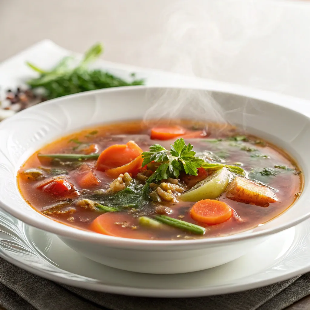 Plate of prepared soup