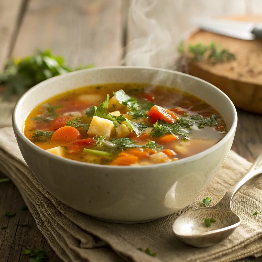 Bowl of fresh homemade soup